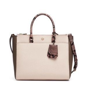 Tory Burch Apricot Robinson Double ZIP Tote bag